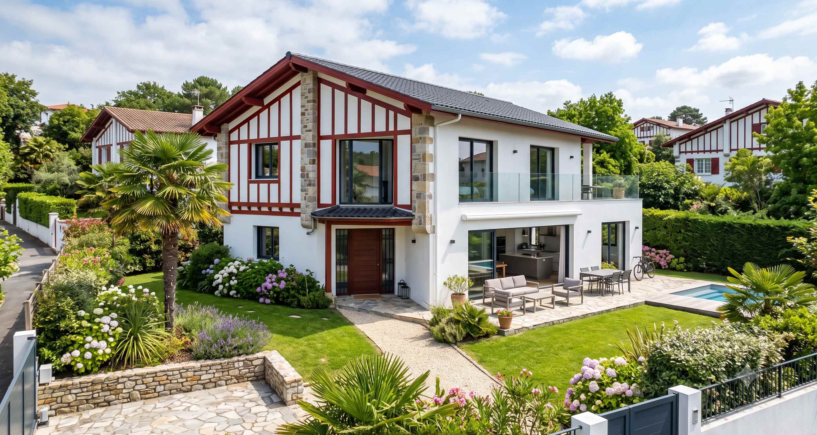 Villa d’architecte avec jardin paysager et piscine